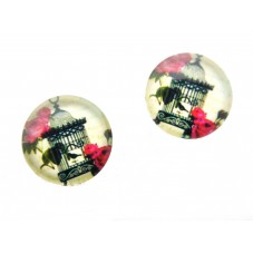 2 Cabochons en Verre Illustrés Cage Oiseaux 12mm  pour la Création de Bijoux Fantaisie - DIY