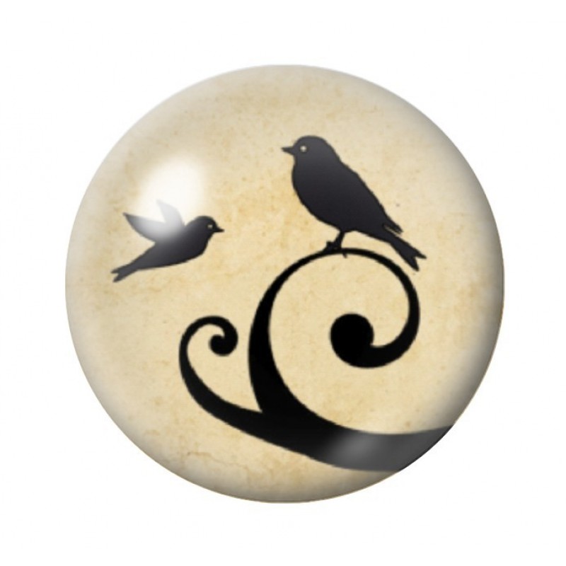 Cabochon en Verre Illustré Oiseau Silhouette 12 à 25mm