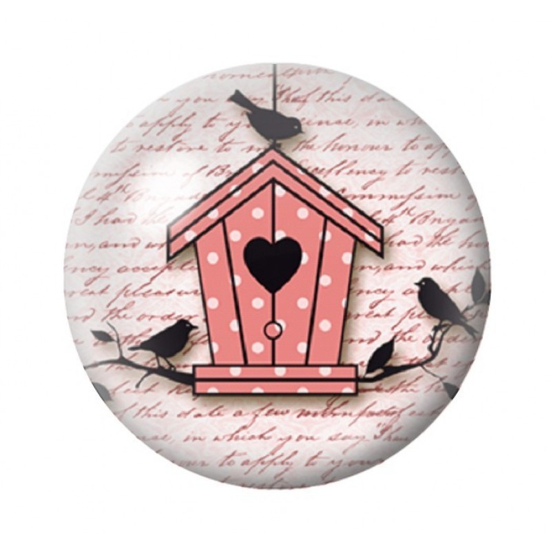 Cabochon en Verre Illustré Oiseau Silhouette 12 à 25mm