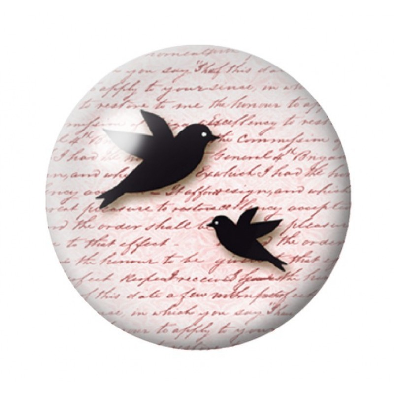 Cabochon en Verre Illustré Oiseau Silhouette 12 à 25mm