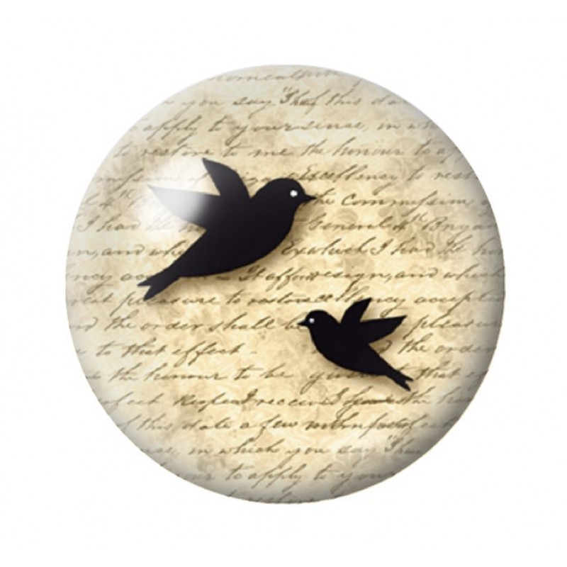 Cabochon en Verre Illustré Oiseau Silhouette 12 à 25mm