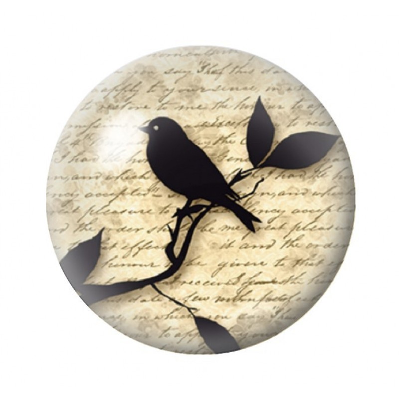 Cabochon en Verre Illustré Oiseau Silhouette 12 à 25mm