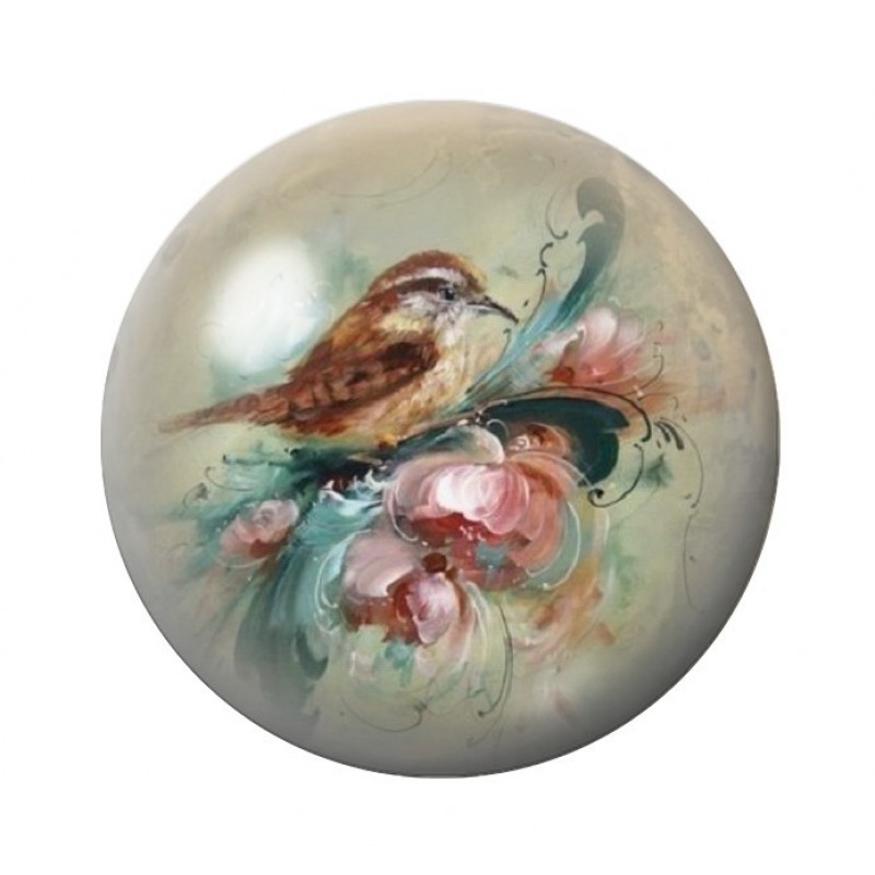 Cabochon en Verre Illustré Oiseau Vintage 12 à 25mm