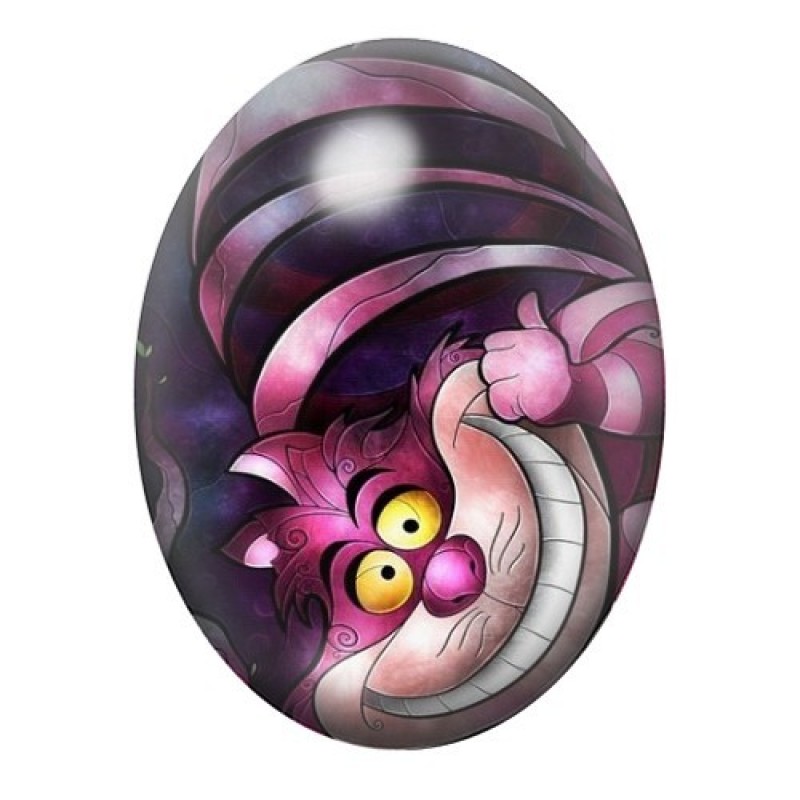 Cabochon en Verre Illustré Chat du Cheshire Alice 13x18, 18x25 ou 30x40mm