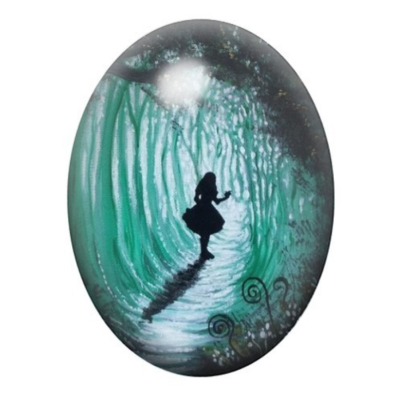 Cabochon en Verre Illustré Alice au Pays des Merveilles 13x18, 18x25 ou 30x40mm