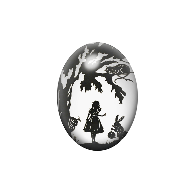 Cabochon en Verre Illustré Alice au Pays des Merveilles 13x18, 18x25 ou 30x40mm