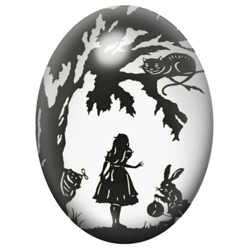 Cabochon en Verre Illustré Alice sous l’Arbre Fantastique 13x18, 18x25 ou 30x40mm