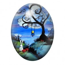 Cabochon en Verre Illustré Alice au Pays des Merveilles 13x18, 18x25 ou 30x40mm pour la Création de Bijoux Fantaisie - DIY
