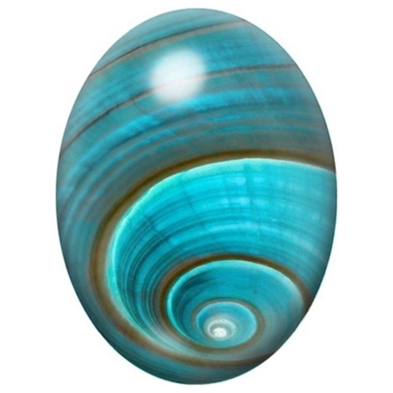 Cabochon en Verre Illustré Spirale Turquoise 13x18, 18x25 ou 30x40mm