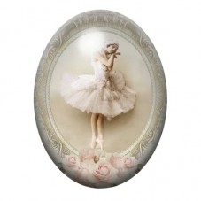 Cabochon en Verre Illustré Ballerine Vintage aux Roses 13x18, 18x25 ou 30x40mm pour la création de bijoux fantaisie - DIY