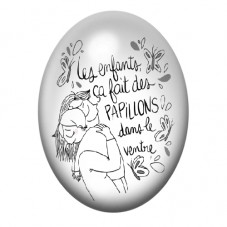Cabochon en Verre Illustré Citation Enfants et Papillons 13x18, 18x25 ou 30x40mm pour la création de bijoux fantaisie - DIY