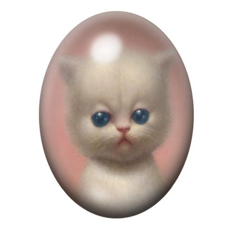 Cabochon en Verre Illustré Chat 13x18, 18x25 ou 30x40mm