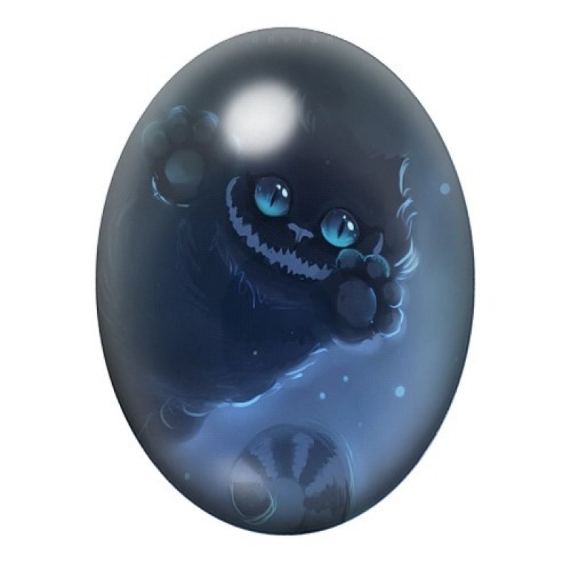 Cabochon en Verre Illustré Chat du Cheshire Alice 13x18, 18x25 ou 30x40mm