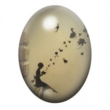 Cabochon en Verre Illustré Silhouette Fée 13x18, 18x25 ou 30x40mm  pour la Création de Bijoux Fantaisie - DIY
