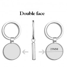 Support Porte-Clé Double Face Argenté pour Cabochon 25mm pour la Création de Bijoux Fantaisie