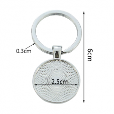 Support Porte-Clé Double Face Argenté pour Cabochon 25mm