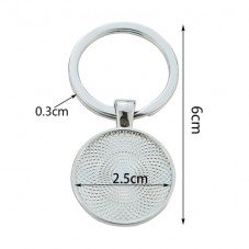 Support Porte-Clés Double Face Argenté pour Cabochons 25mm