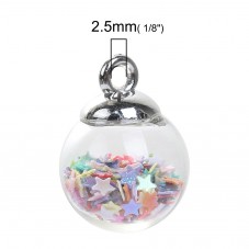 2 Breloques Globe en Verre avec Étoiles 22x16mm
