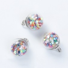 2 Breloques Globe en Verre avec Étoiles 22x16mm