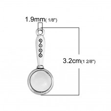 4 Breloques Loupe 3D Argentée 32x12mm
