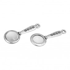 4 Breloques Loupe 3D Argentée 32x12mm