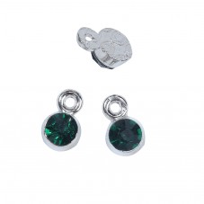 10 Breloques Argentées avec Strass Bleu, Rouge ou Vert 9x6mm