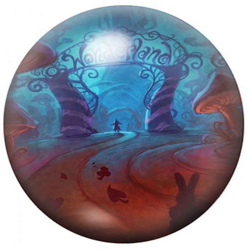 Cabochon en Verre Illustré Alice au Pays des Merveilles 13x18, 18x25 ou 30x40mm
