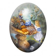 Cabochon en Verre Illustré Alice au Pays des Merveilles 13x18, 18x25 ou 30x40mm pour la Création de Bijoux Fantaisie - DIY