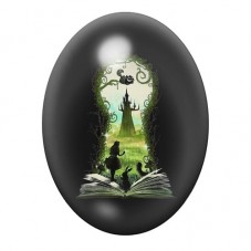 Cabochon en Verre Illustré Alice au Pays des Merveilles 13x18, 18x25 ou 30x40mm