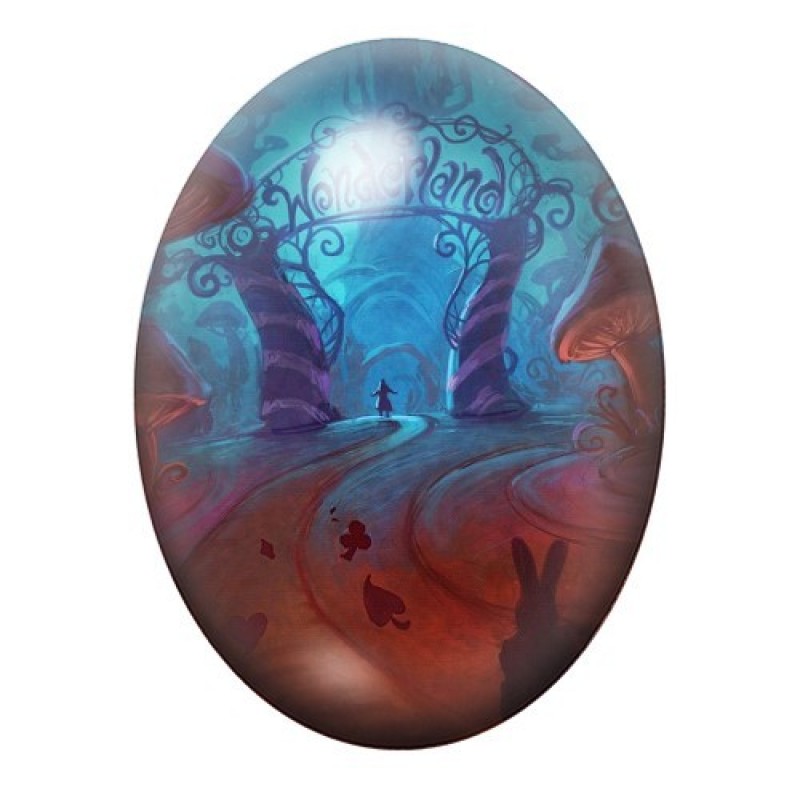 Cabochon en Verre Illustré Alice au Pays des Merveilles 13x18, 18x25 ou 30x40mm