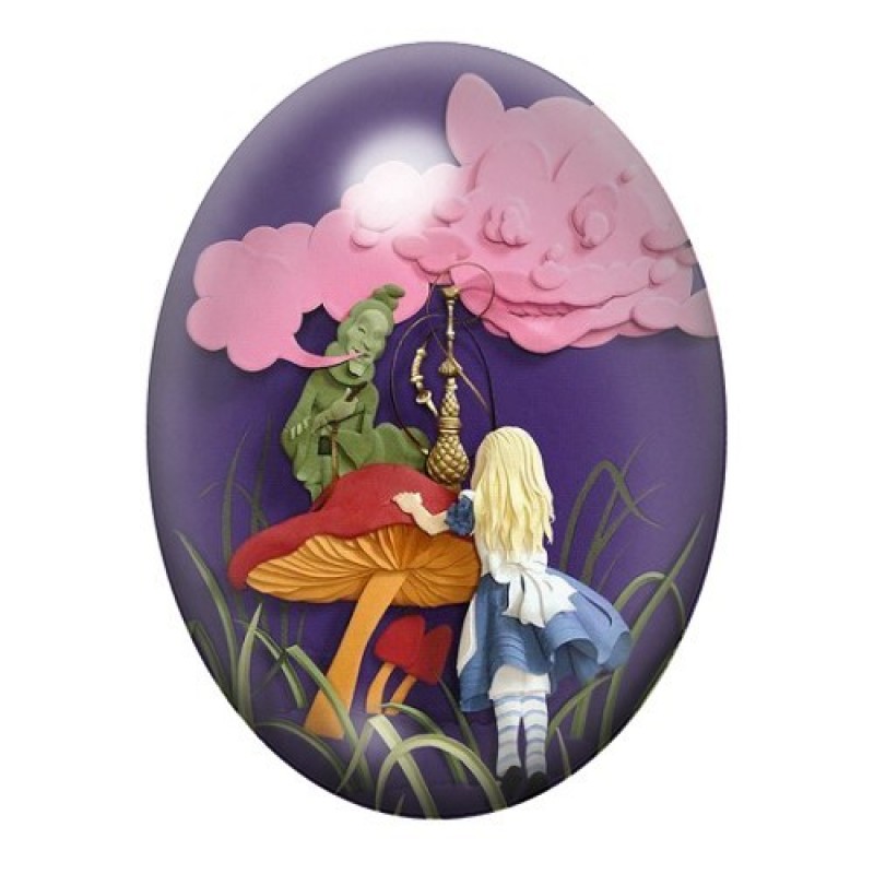 Cabochon en Verre Illustré Alice au Pays des Merveilles 13x18, 18x25 ou 30x40mm