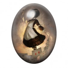 Cabochon en Verre Illustré Cheval à Bascule Fantastique 13x18, 18x25 ou 30x40mm pour la création de bijoux fantaisie - DIY