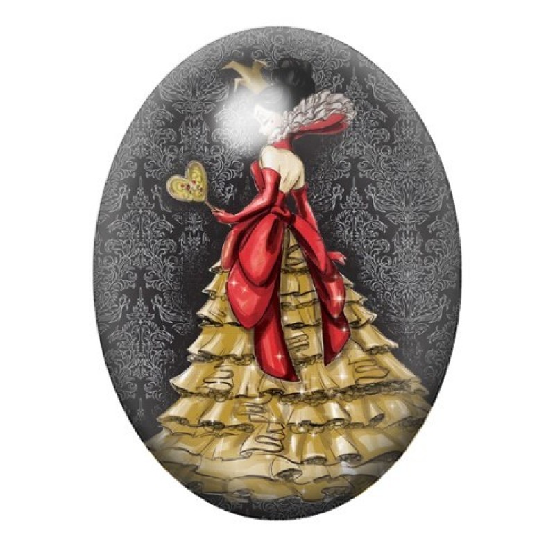 Cabochon en Verre Illustré La Reine de Coeur Alice 13x18, 18x25 ou 30x40mm