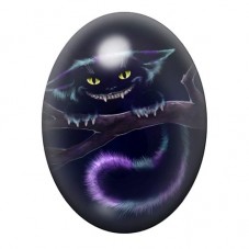 Cabochon en Verre Illustré Chat du Cheshire Violet 13x18, 18x25 ou 30x40mm pour la création de bijoux fantaisie - DIY