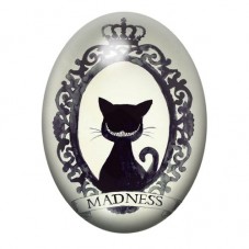 Cabochon en Verre Illustré Chat du Cheshire Mad Here 13x18, 18x25 ou 30x40mm pour la création de bijoux fantaisie - DIY