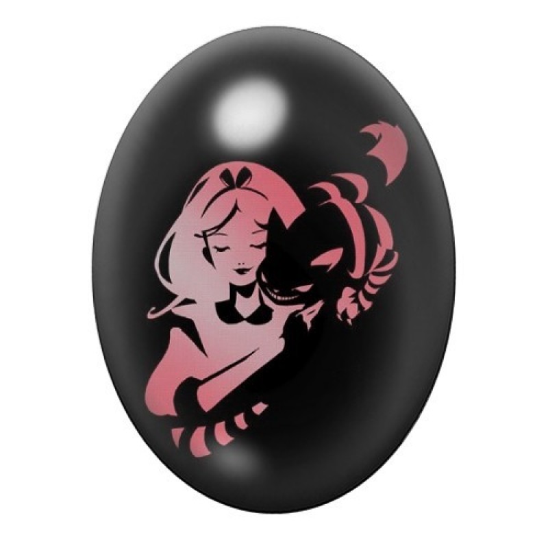 Cabochon en Verre Illustré Alice au Pays des Merveilles 13x18, 18x25 ou 30x40mm