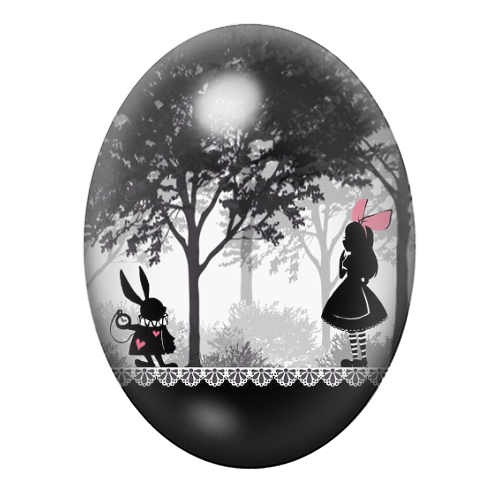 Cabochon en Verre Illustré Alice au Pays des Merveilles 13x18, 18x25 ou 30x40mm
