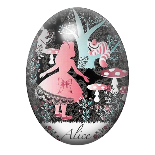 Cabochon en Verre Illustré Alice au Pays des Merveilles 13x18, 18x25 ou 30x40mm