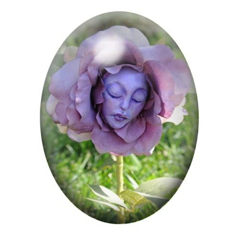Cabochon en Verre Illustré Fleur Alice au Pays des Merveilles 13x18, 18x25 ou 30x40mm