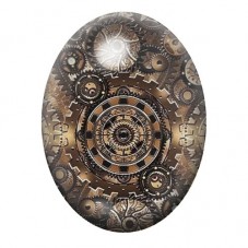 Cabochon en Verre Illustré Horloge aux Rouages Steampunk 13x18, 18x25 ou 30x40mm pour la création de bijoux fantaisie - DIY