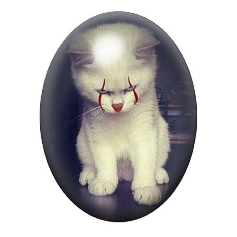 Cabochon en Verre Illustré Chat Gothique 13x18, 18x25 ou 30x40mm