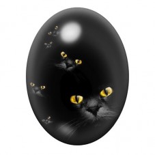 Cabochon en Verre Illustré Chats Noirs aux Yeux Dorés 13x18, 18x25 ou 30x40mm pour la création de bijoux fantaisie - DIY