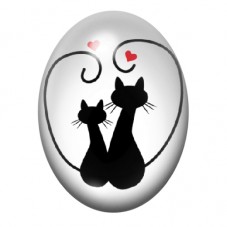Cabochon en Verre Illustré Chat Gothique 13x18, 18x25 ou 30x40mm