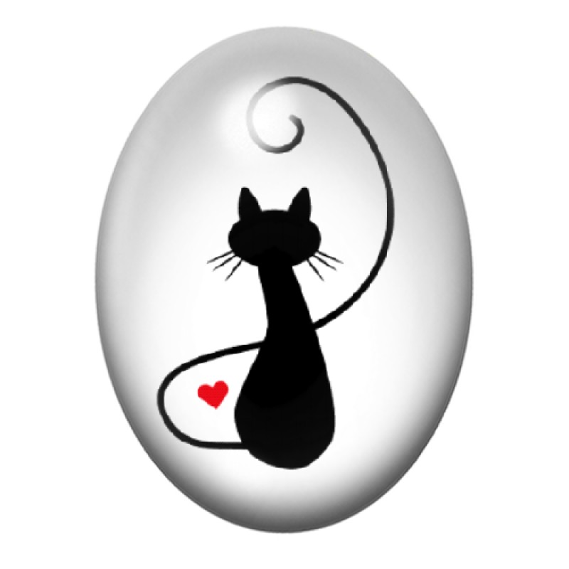 Cabochon en Verre Illustré Chat Silhouette 13x18, 18x25 ou 30x40mm