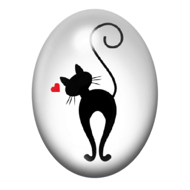 Cabochon en Verre Illustré Chat Silhouette 13x18, 18x25 ou 30x40mm