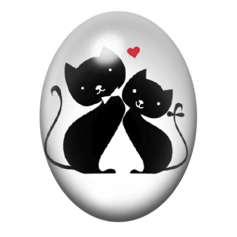 Cabochon en Verre Illustré Chat Silhouette 13x18, 18x25 ou 30x40mm