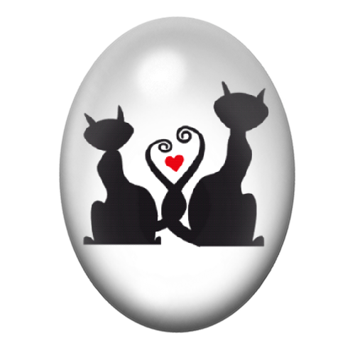 Cabochon en Verre Illustré Chat Silhouette 13x18, 18x25 ou 30x40mm