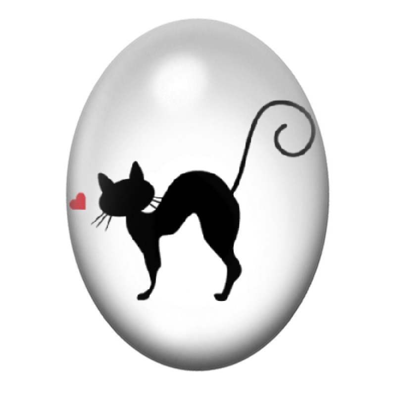 Cabochon en Verre Illustré Chat Silhouette 13x18, 18x25 ou 30x40mm