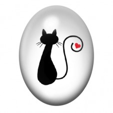 Cabochon en Verre Illustré Chat Noir et Pelote Rouge 13x18, 18x25 ou 30x40mm pour la création de bijoux fantaisie - DIY