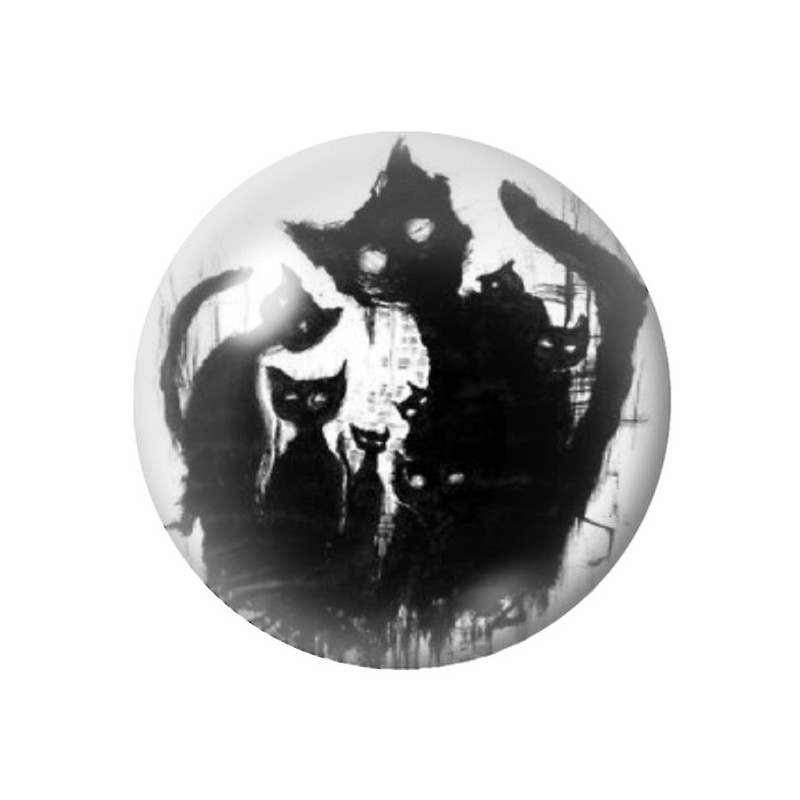 Cabochon en Verre Illustré Chat Gothique 12 à 25mm